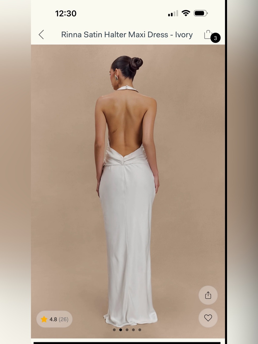 Meshki Ivory Satin Backless Halter Maxi Dress